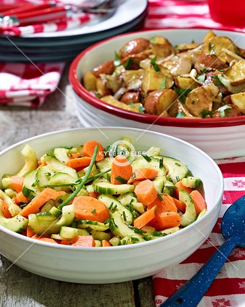 Cucumber Salad and Potato Cassarole
