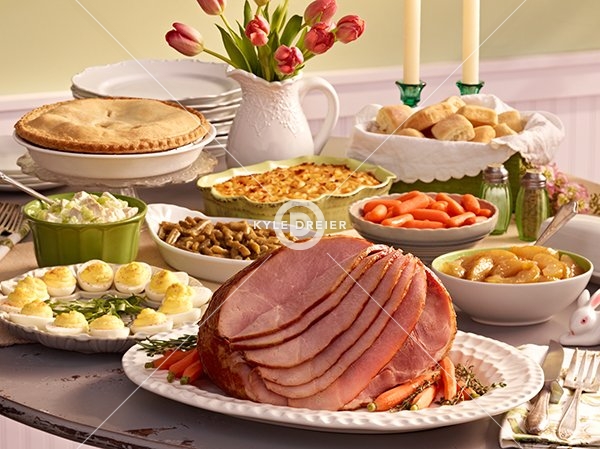 Easter Meal With Apple Pie