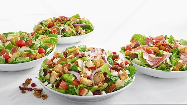 Three Salads Plus Apple