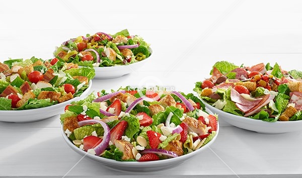 Three Salads Plus Strawberry