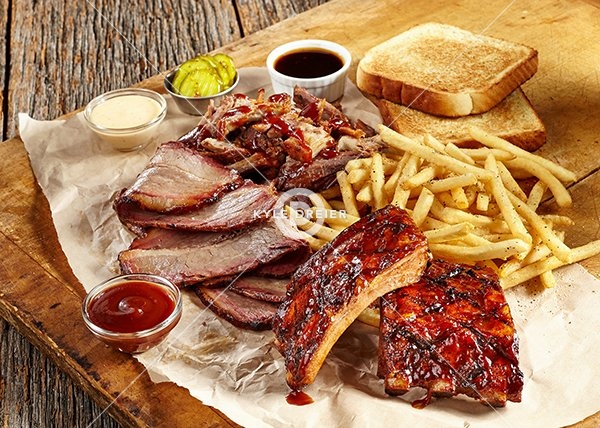 Ribs Brisket and Pulled Pork Combo