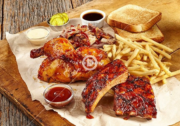 Ribs Chicken and Pulled Pork Combo