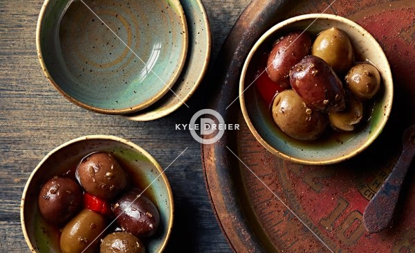 Olives in Ceramic Bowls