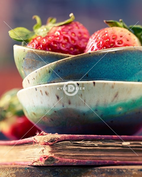 Strawberries in Stacked Bowls