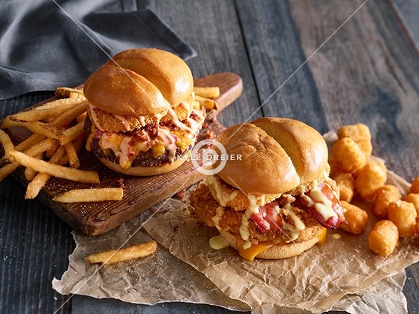 Cheeseburger and Chicken Sandwich