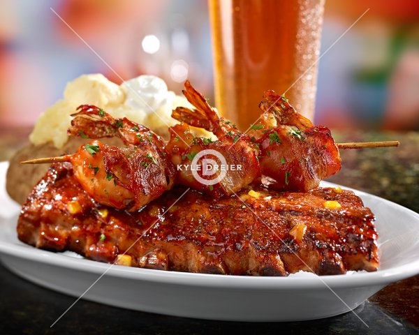 Bacon-Wrapped Shrimp and Ribs