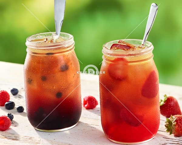 Blue Raspberry and Strawberry Tea with Fruit