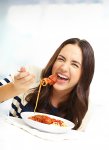 Female Eating Pasta