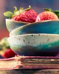 Strawberries in Stacked Bowls