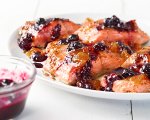 Salmon in Peach Berry Sauce